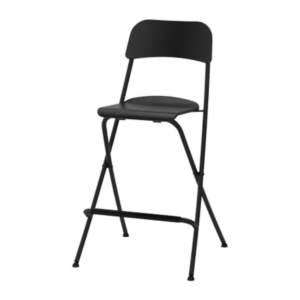 Chaise haute pliante noire de type mange-debout, en location à Rennes